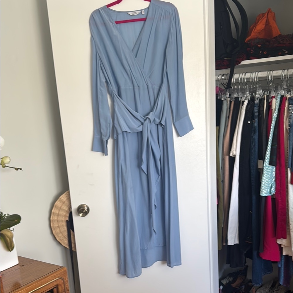 Elegant Blue Wrap Dress